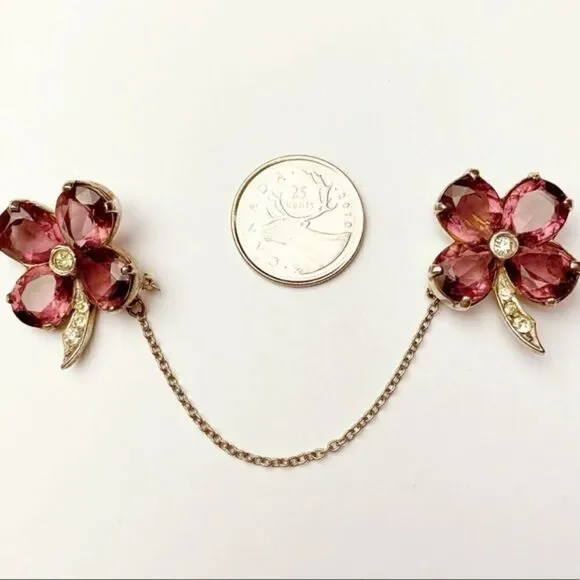 Antique Sterling Silver Floral Collar Pins​​​ - Picture 6 of 8